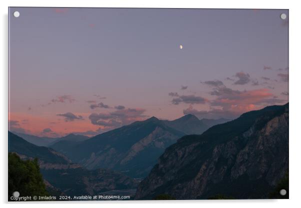 Moonrise over the Maurienne Valley, France Acrylic by Imladris 