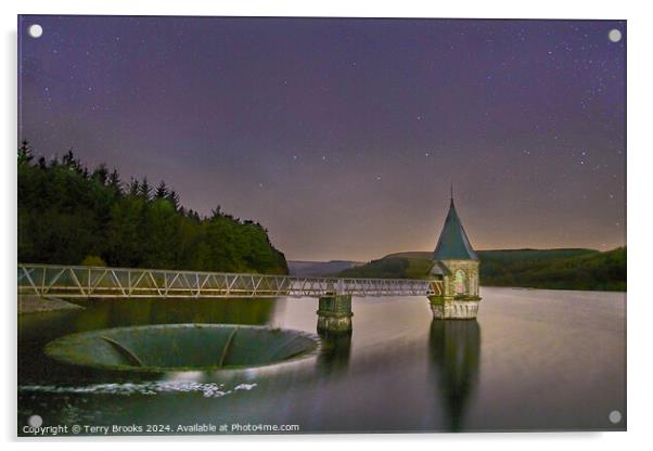 Pontsticill Reservoir Starry Night Acrylic by Terry Brooks