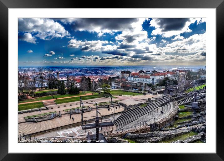 Ancient Roman Amphitheater Cityscape Lyon France Framed Mounted Print by William Perry