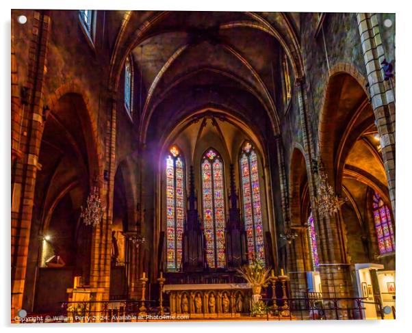 Ancient Medieval Saint Bonaventure Altar Basilica Lyon France Acrylic by William Perry