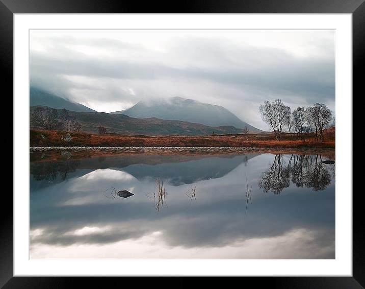 Morning Reflections On Loch Ba Framed Mounted Print by Aj’s Images