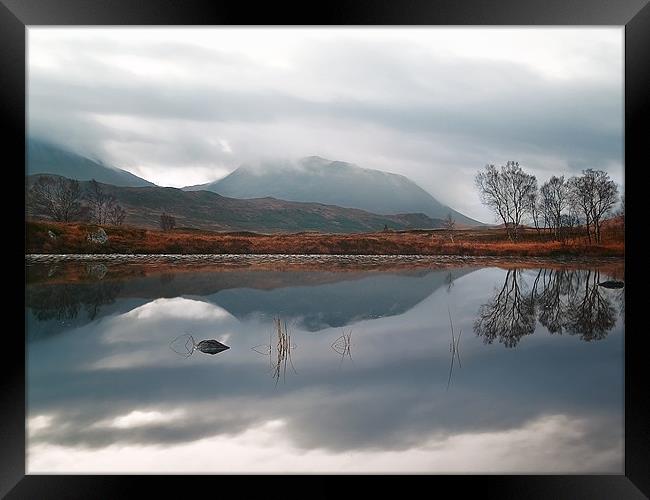 Morning Reflections On Loch Ba Framed Print by Aj’s Images