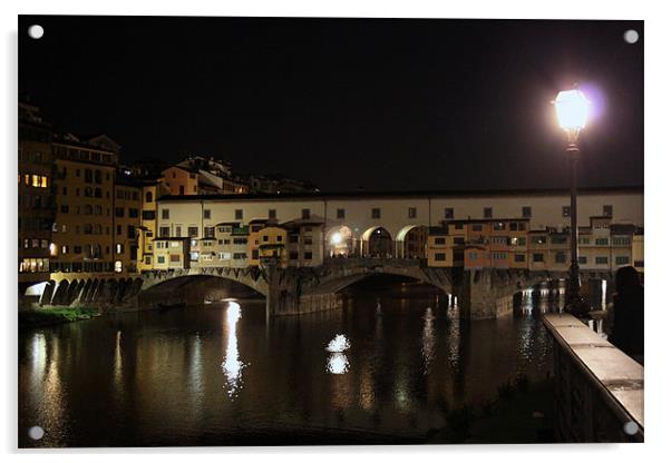 Ponte Vecchio by night Acrylic by Kieran Brimson