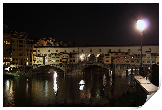 Ponte Vecchio by night Print by Kieran Brimson