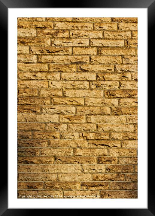 Seamless texture of a yellow brick wall, perfect for background or pattern use in design projects . Framed Mounted Print by Man And Life