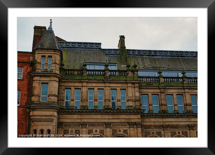 Victorian architecture with ornate details on a cloudy day in Leeds, UK. Framed Mounted Print by Man And Life