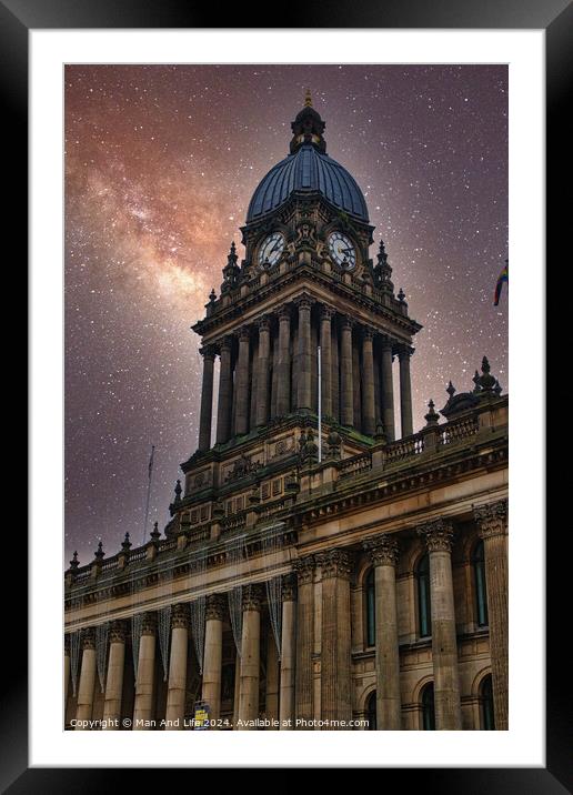 Historic building with a dome under a starry night sky in Leeds, UK. Framed Mounted Print by Man And Life