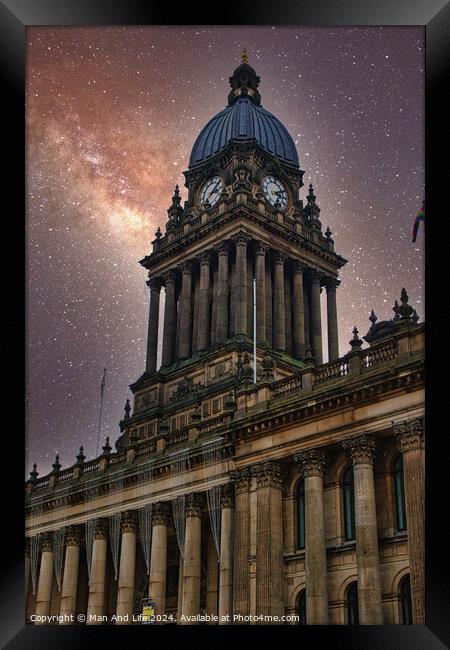 Historic building with a dome under a starry night sky in Leeds, UK. Framed Print by Man And Life