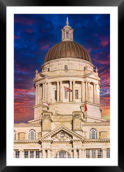 Historic building with a dome against a dramatic sunset sky in Liverpool, UK. Framed Mounted Print by Man And Life