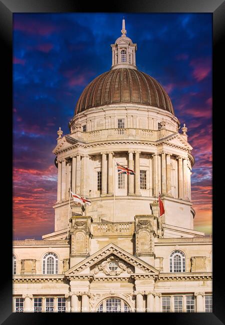 Historic building with a dome against a dramatic sunset sky in Liverpool, UK. Framed Print by Man And Life