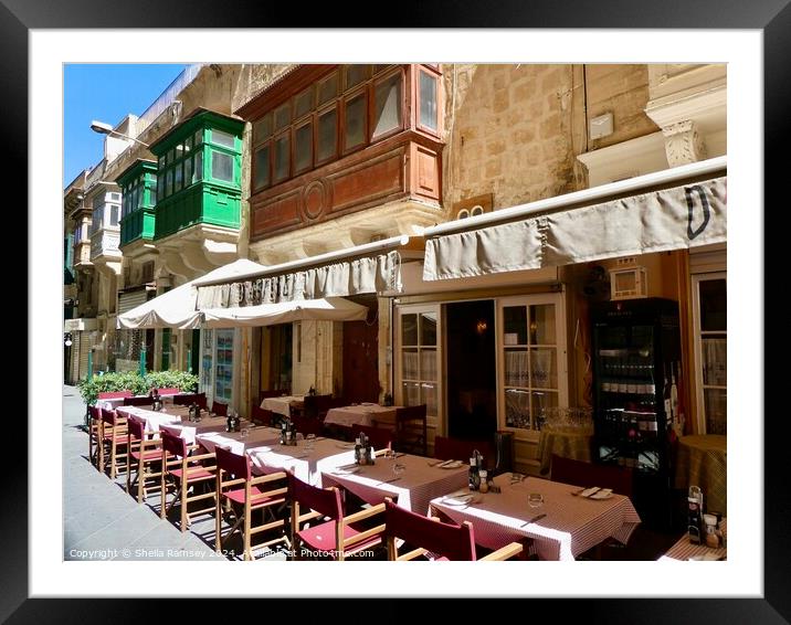 Valletta Restaurant  Framed Mounted Print by Sheila Ramsey