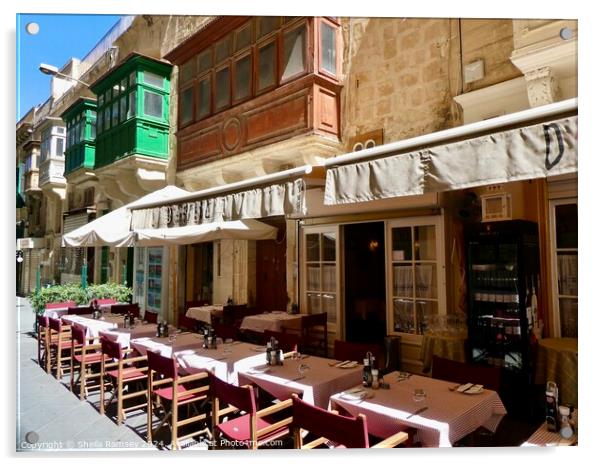 Valletta Restaurant  Acrylic by Sheila Ramsey