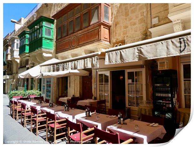 Valletta Restaurant  Print by Sheila Ramsey