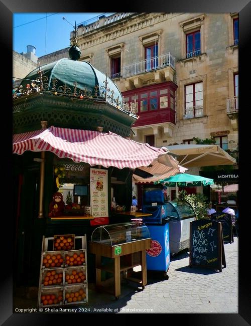 Valletta Street Kiosque Framed Print by Sheila Ramsey