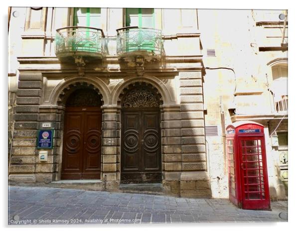 Valletta Doorways Acrylic by Sheila Ramsey