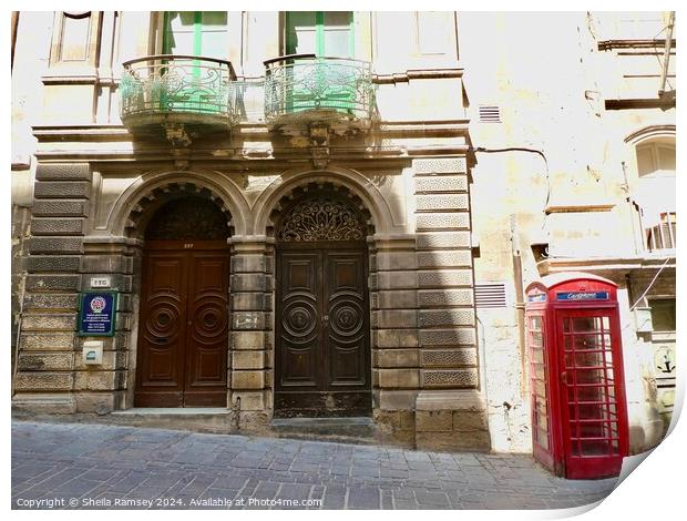 Valletta Doorways Print by Sheila Ramsey