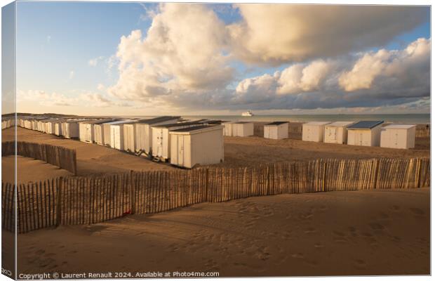 Beach in Calais harbor. Photographed in France Canvas Print by Laurent Renault