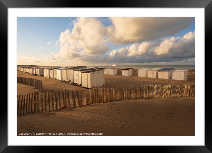 Beach in Calais harbor. Photographed in France Framed Mounted Print by Laurent Renault