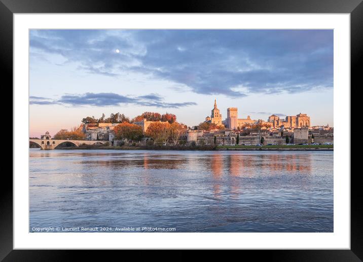 Avignon city and his famous bridge on the Rhone River. Photograp Framed Mounted Print by Laurent Renault
