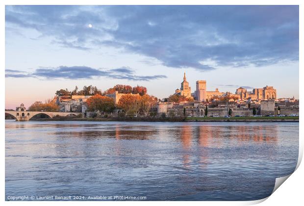 Avignon city and his famous bridge on the Rhone River. Photograp Print by Laurent Renault