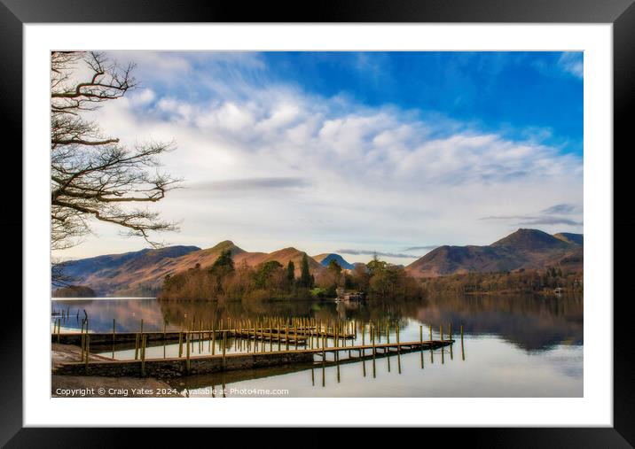 Derwent Water Boat Jetties Lake District Framed Mounted Print by Craig Yates