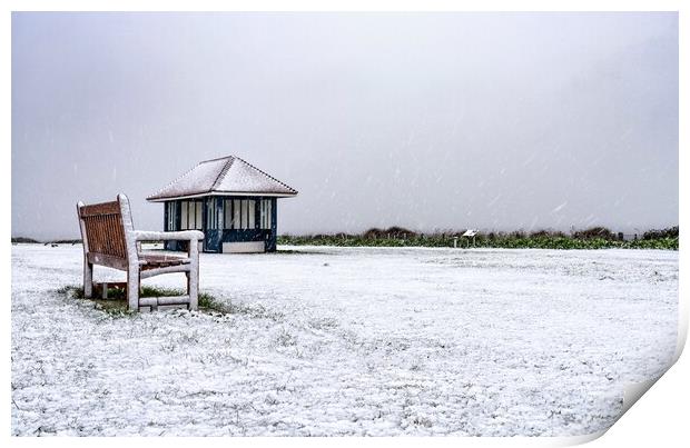 A snowy day at Hunstanton Print by Gary Pearson