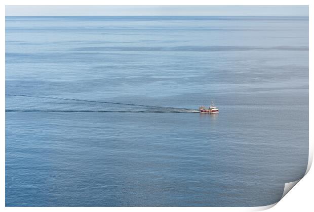 Fishing Boat CN 373 Hazel Ann leaving a wake in the waters off St Abbs, Scotland, UK Print by Dave Collins