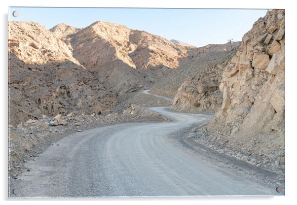 Winding Dirt Road in the Harim Desert Mountains, Musandam, Oman Acrylic by Dave Collins