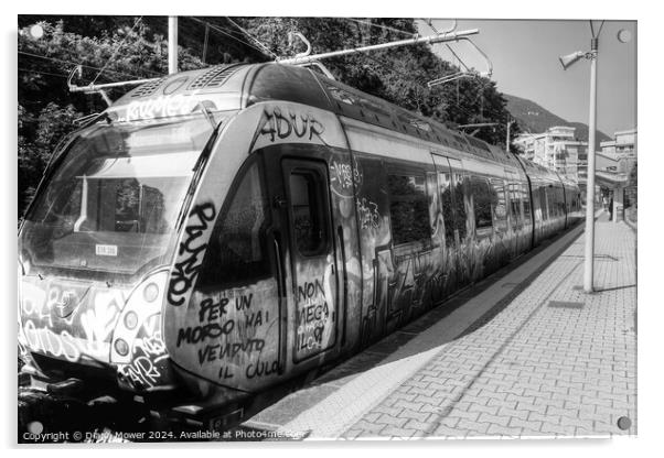  Sorrento Train Monohrome Acrylic by Diana Mower