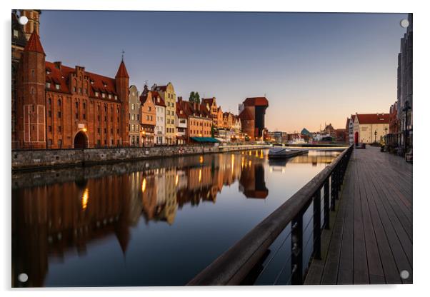 Dawn in City of Gdansk in Poland Acrylic by Artur Bogacki