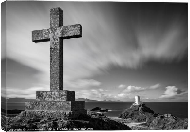 Cross at Twr Mawr Lighthouse Canvas Print by Dave Bowman