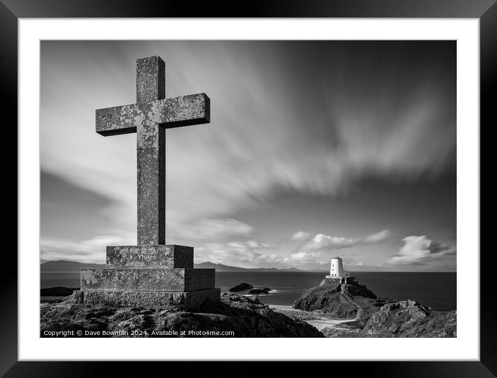 Cross at Twr Mawr Lighthouse Framed Mounted Print by Dave Bowman