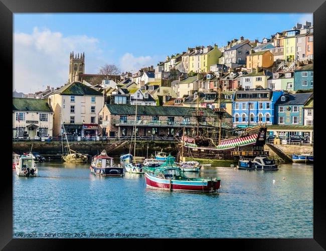 Brixham Quayside and Harbour Framed Print by Beryl Curran