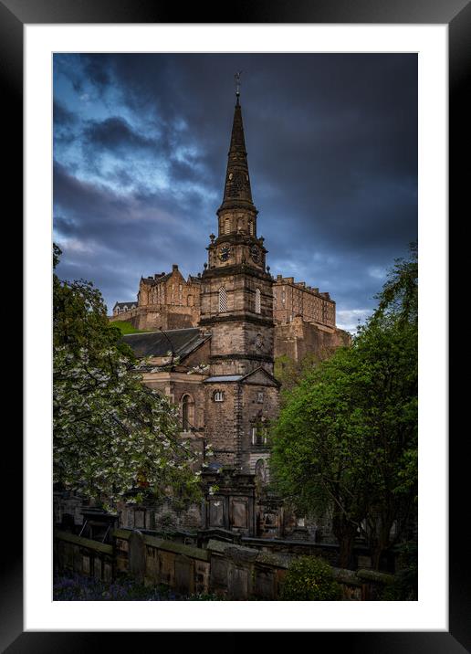 Church And Castle In Edinburgh Framed Mounted Print by Artur Bogacki