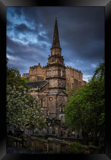 Church And Castle In Edinburgh Framed Print by Artur Bogacki