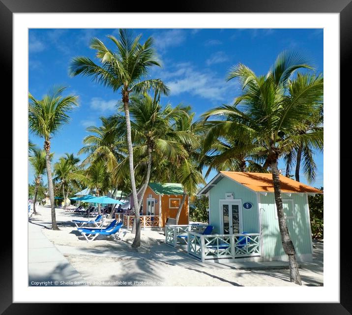 Beach huts Bahamas Framed Mounted Print by Sheila Ramsey