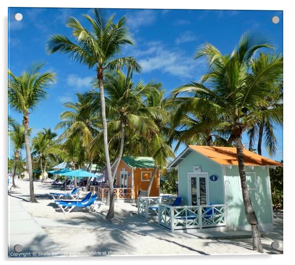 Beach huts Bahamas Acrylic by Sheila Ramsey