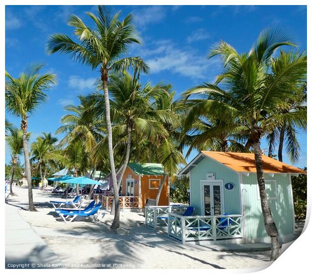 Beach huts Bahamas Print by Sheila Ramsey