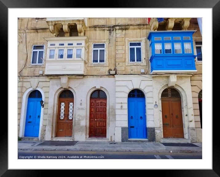Valletta Doorways And Balconies Framed Mounted Print by Sheila Ramsey