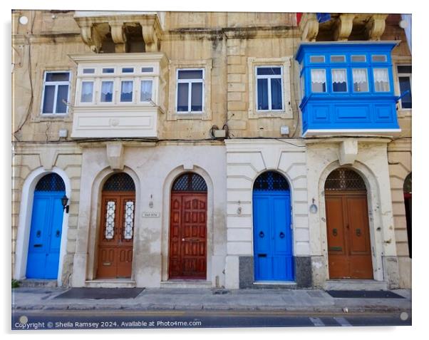 Valletta Doorways And Balconies Acrylic by Sheila Ramsey