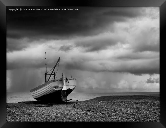 Beached fishing boat Framed Print by Graham Moore