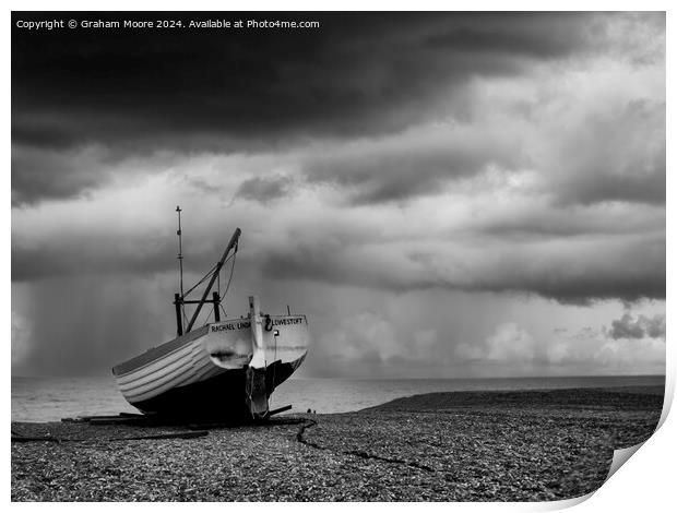 Beached fishing boat Print by Graham Moore