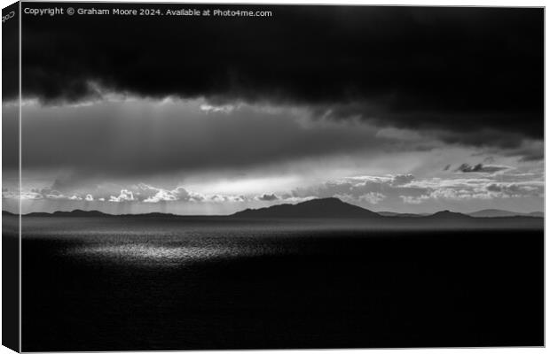 Hebridean sunset monochrome Canvas Print by Graham Moore