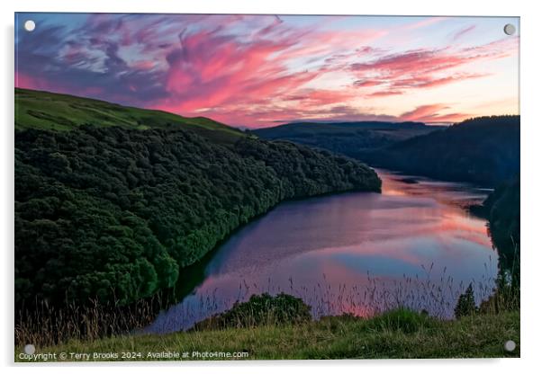 Beautiful Sunset over Llyn Brianne Reservoir Acrylic by Terry Brooks