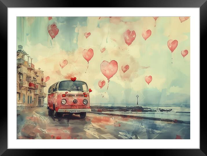 VW Camper Love Framed Mounted Print by Picture Wizard