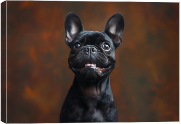 Laughing Frenchie Canvas Print by Picture Wizard