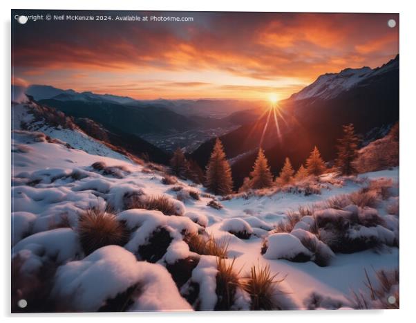 Sunrise in the snow Acrylic by Neil McKenzie