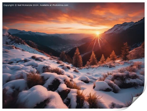 Sunrise in the snow Print by Neil McKenzie