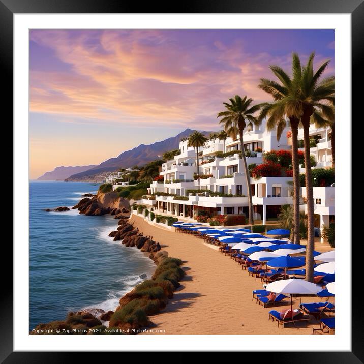 Marbella Sunset Framed Mounted Print by Zap Photos