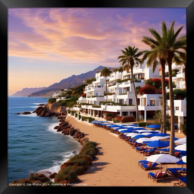 Marbella Sunset Framed Print by Zap Photos